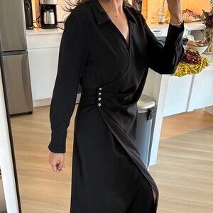 Classic Black MNG Wrap Midi Dress